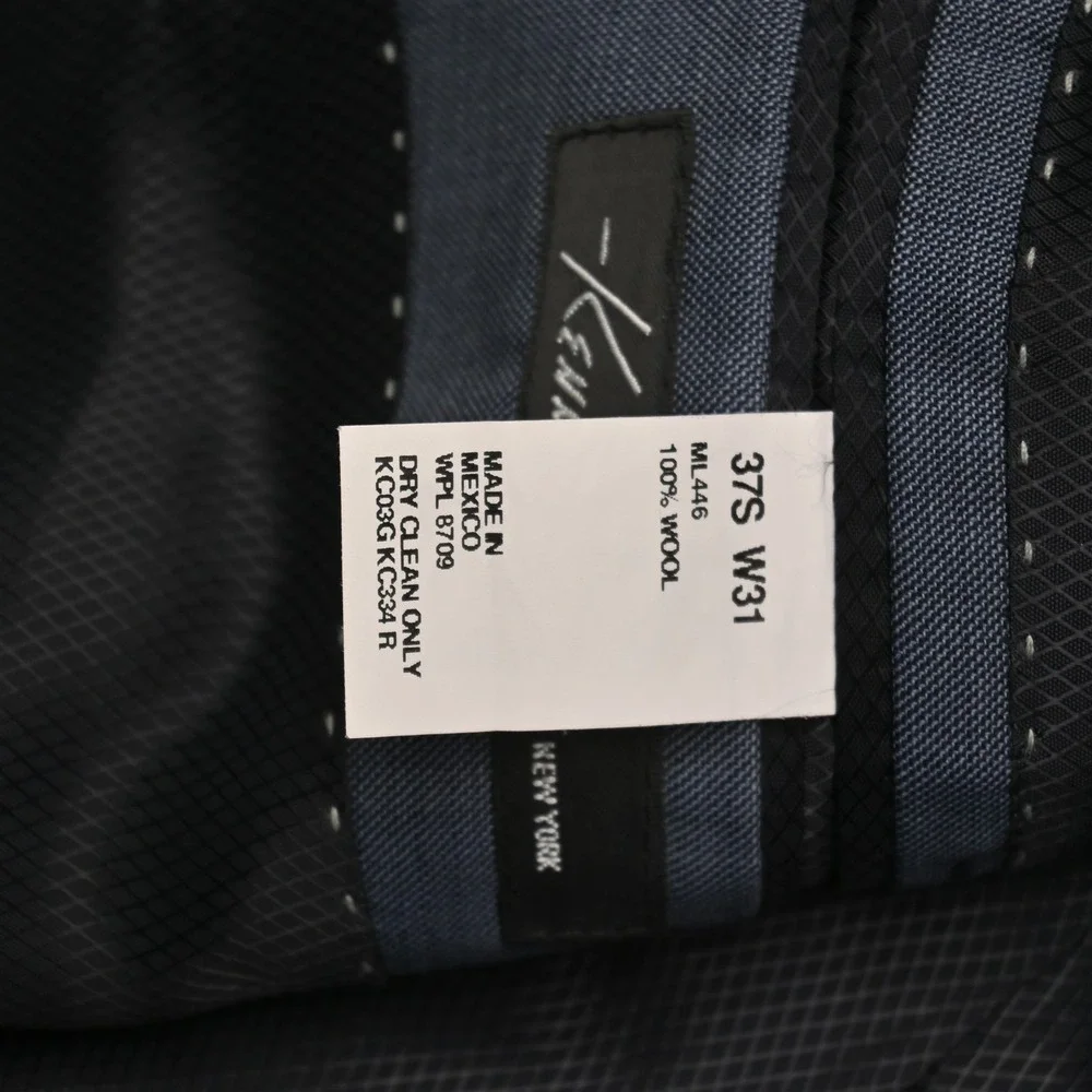 Kenneth Cole 37S 31x30 Blue 100% Wool Mens Jacket Pants Suit‎